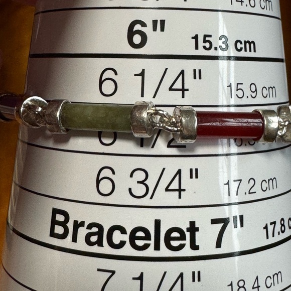 Vtg 925 Jade Tube Link Bracelet - Picture 6 of 10